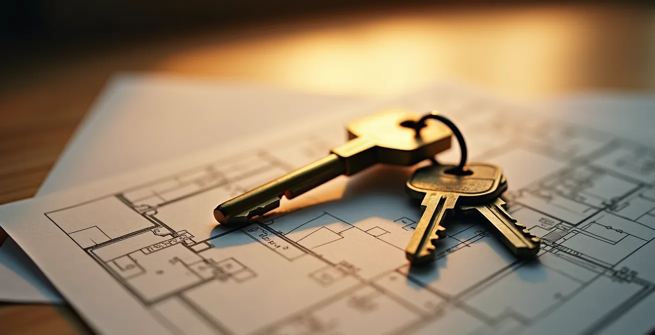 Clés de maison posées sur des documents immobiliers